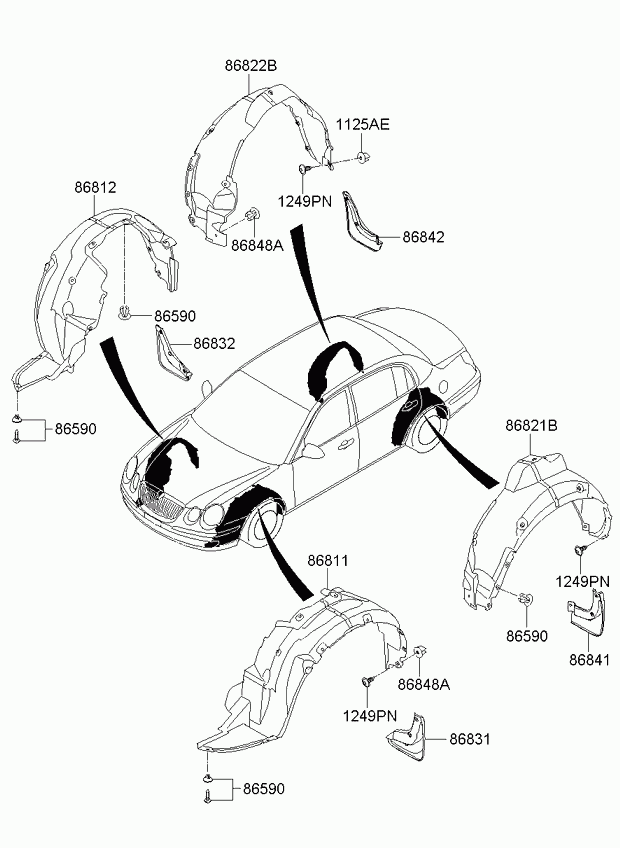 Подкрылок передний левый для Киа Опирус 2006-2011