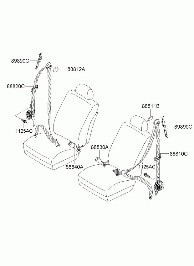 Ремень безопасности переднего пассажира для Киа Опирус 2006-2011