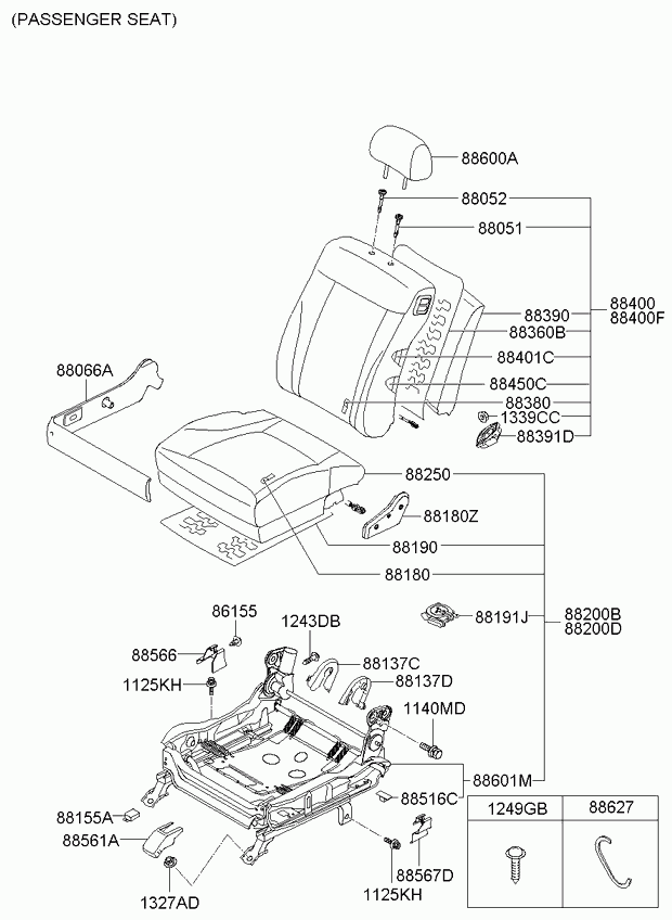 Спинка переднего сиденья пассажира для Киа Опирус 2006-2011 