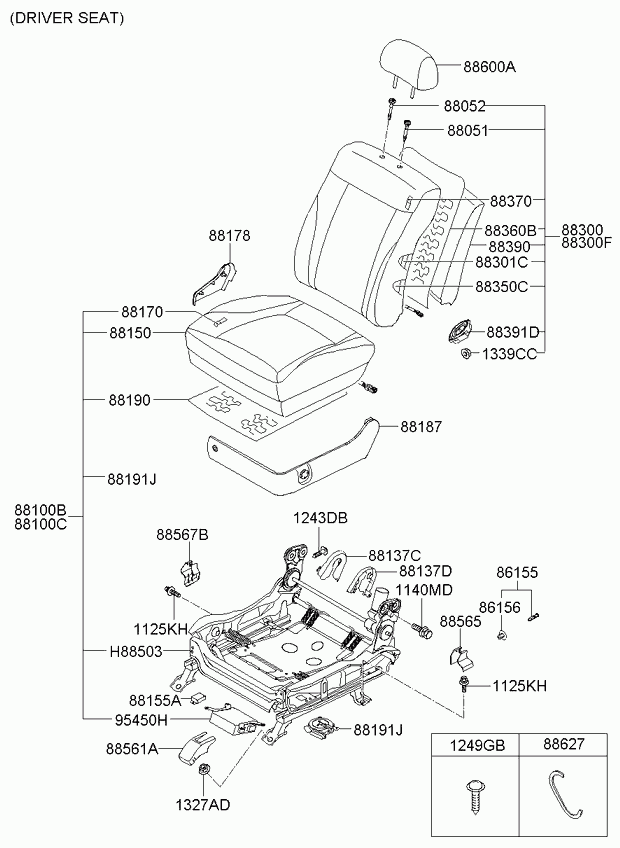 Подушка сиденья водителя для Киа Опирус 2006-2011
