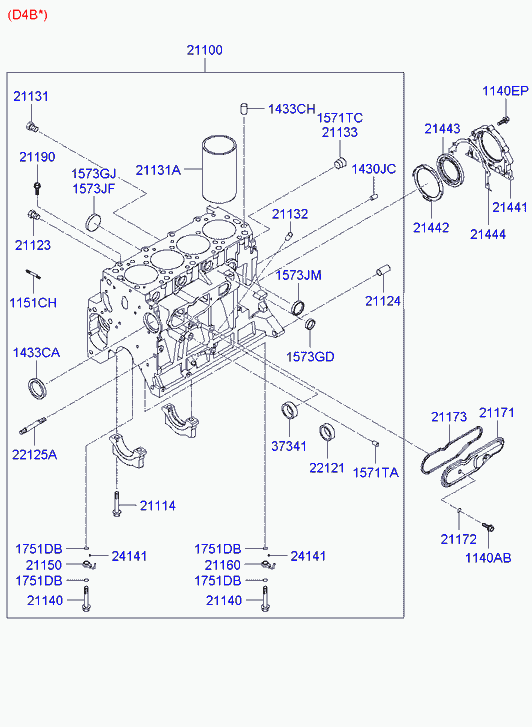 Блок цилиндров в сборе для Хендай H1 Старекс 2004-2007