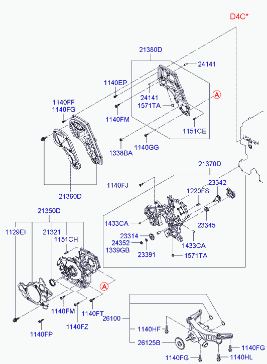 Масляный насос для Хендай H1 Старекс 2004-2007