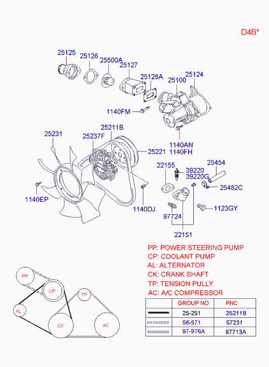 Помпа водяная для Хендай H1 Старекс 2004-2007