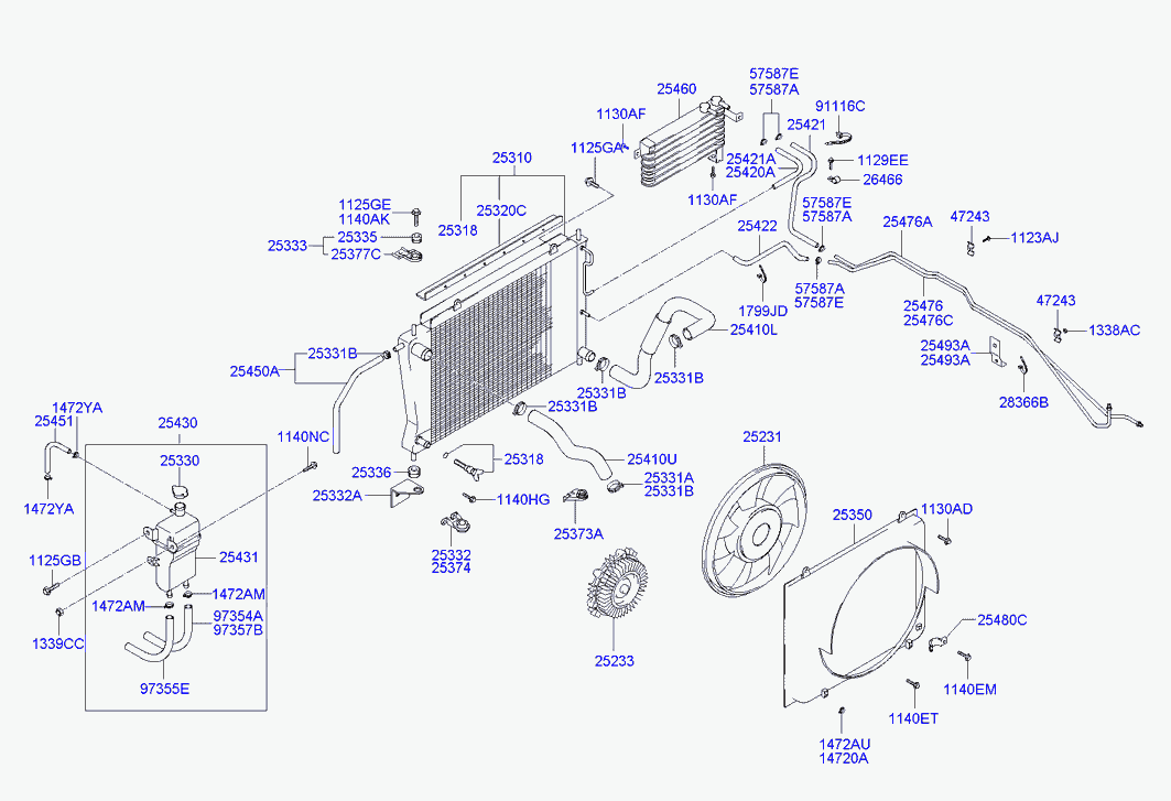 Вентилятор в сборе для Хендай H1 Старекс 2004-2007