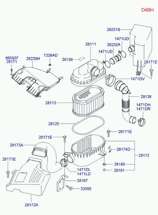 Корпус воздушного фильтра в сборе для Хендай H1 Старекс 2004-2007