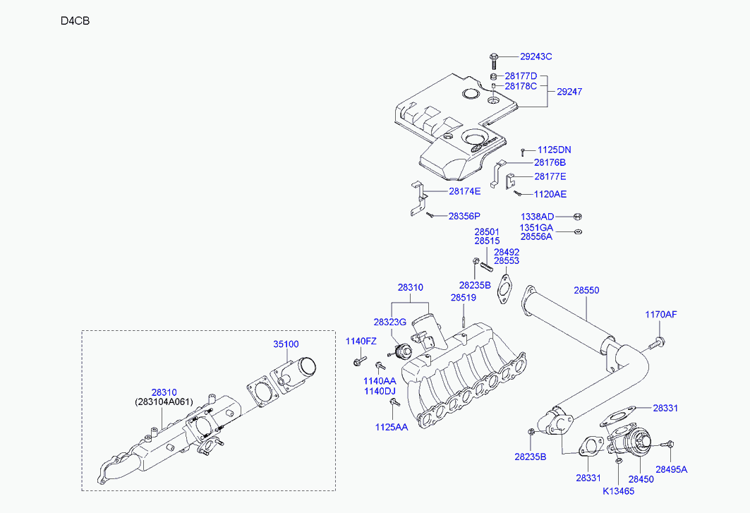 Коллектор впускной для Хендай H1 Старекс 2004-2007