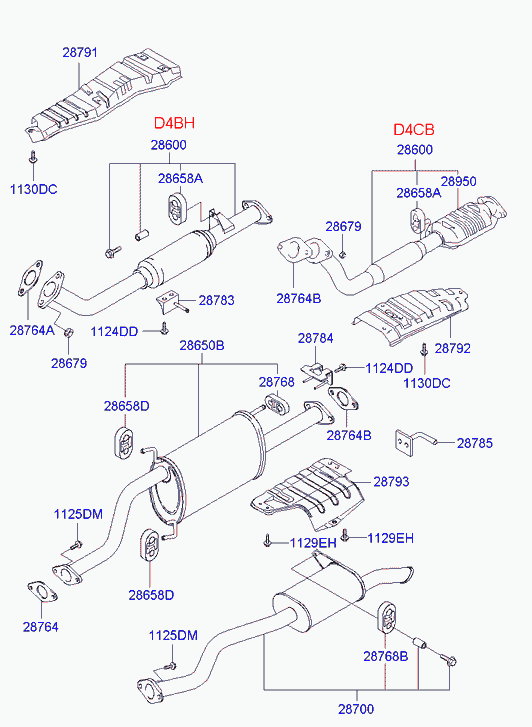 Глушитель средний, резонатор для Хендай H1 Старекс 2004-2007
