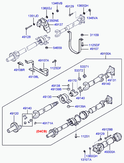 Карданный вал для Хендай H1 Старекс 2004-2007