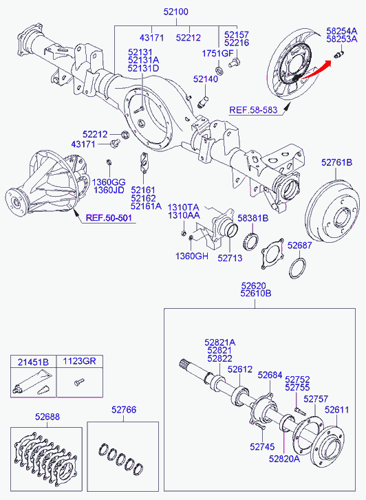 Приводной вал задний левый для Хендай H1 Старекс 2004-2007