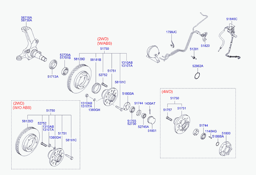 Ступица передняя для Хендай H1 Старекс 2004-2007