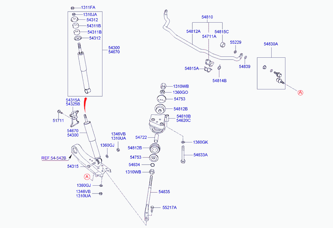Амортизатор передний для Хендай H1 Старекс 2004-2007