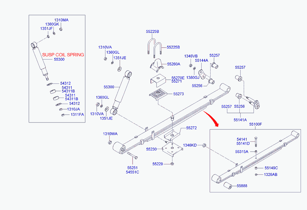 Пружина задняя для Хендай H1 Старекс 2004-2007