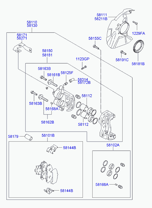 Колодки тормозные передние для Хендай H1 Старекс 2004-2007