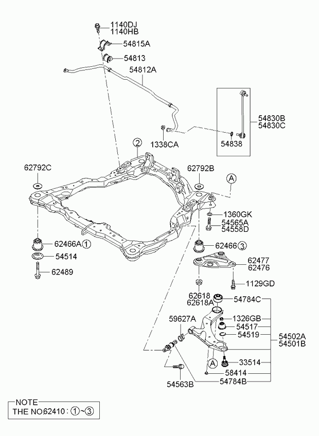 Балка передняя, подрамник для Хендай H1 Старекс 2004-2007