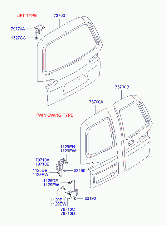 Дверь багажника для Хендай H1 Старекс 2004-2007