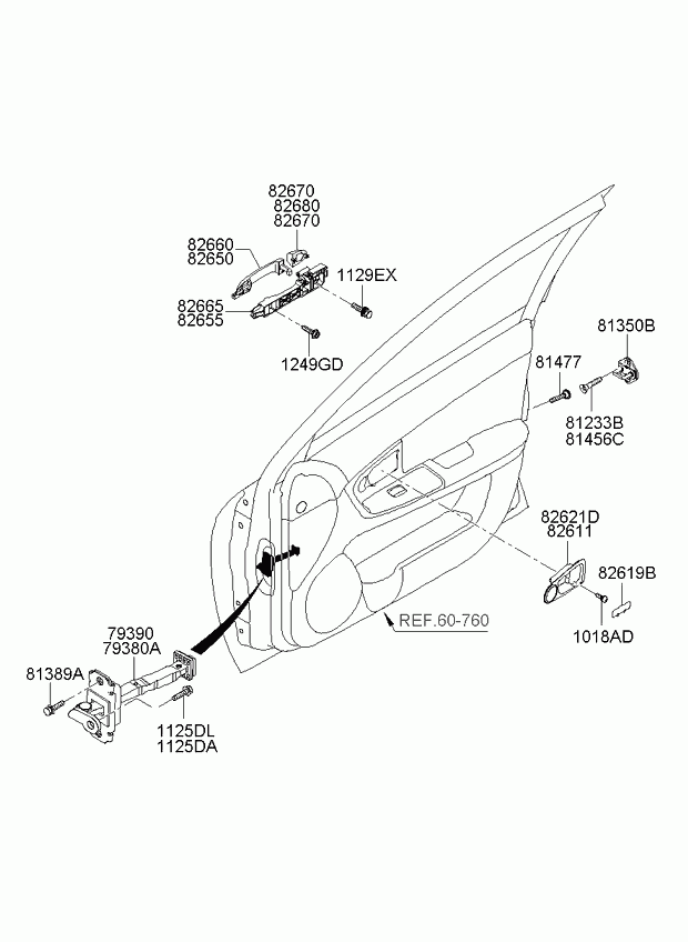 Ручка передней двери для Хендай H1 Старекс 2004-2007