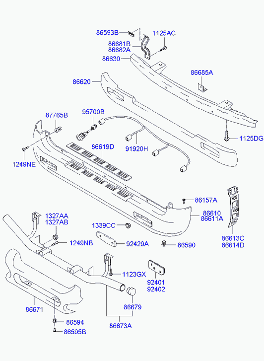 Бампер задний для Хендай H1 Старекс 2004-2007