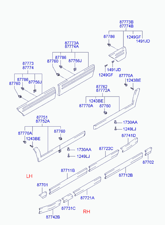 Молдинг боковой левый для Хендай H1 Старекс 2004-2007