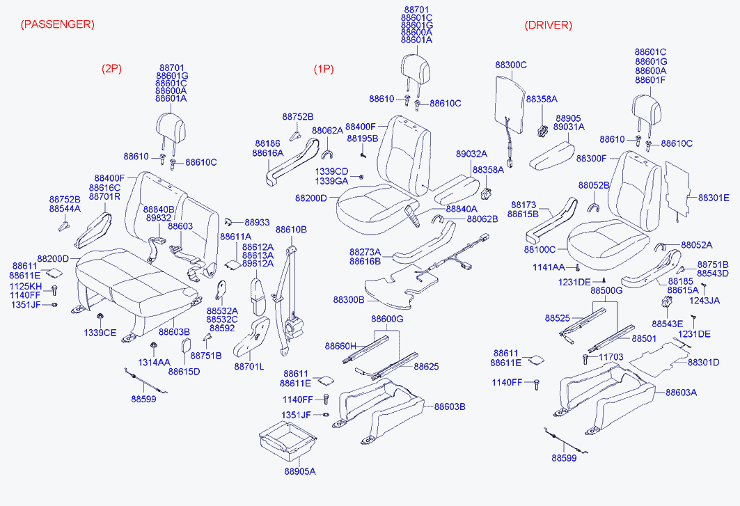 Подушка сиденья водителя для Хендай H1 Старекс 2004-2007