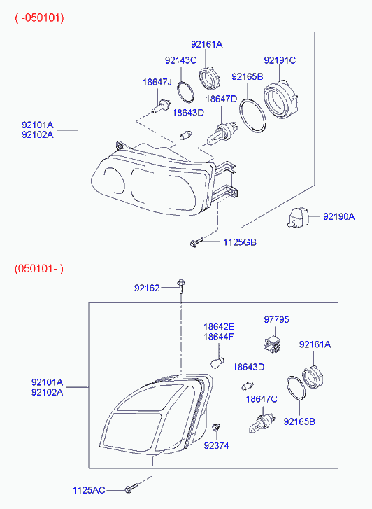 Фара правая в сборе для Хендай H1 Старекс 2004-2007