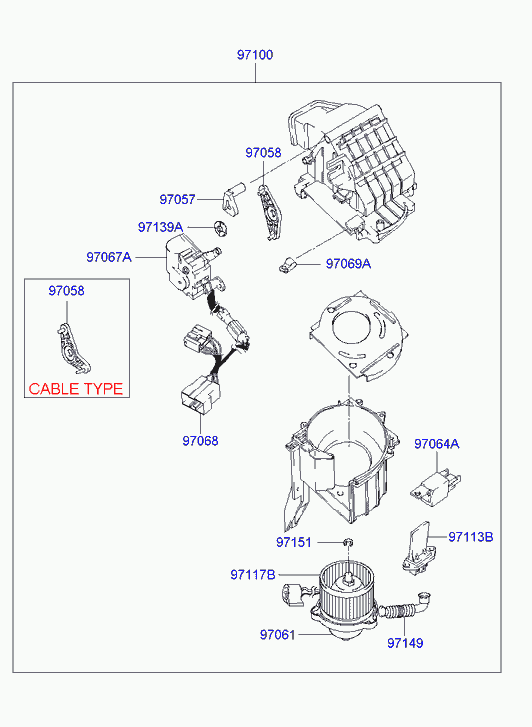 Мотор вентилятора салона в сборе для Хендай H1 Старекс 2004-2007