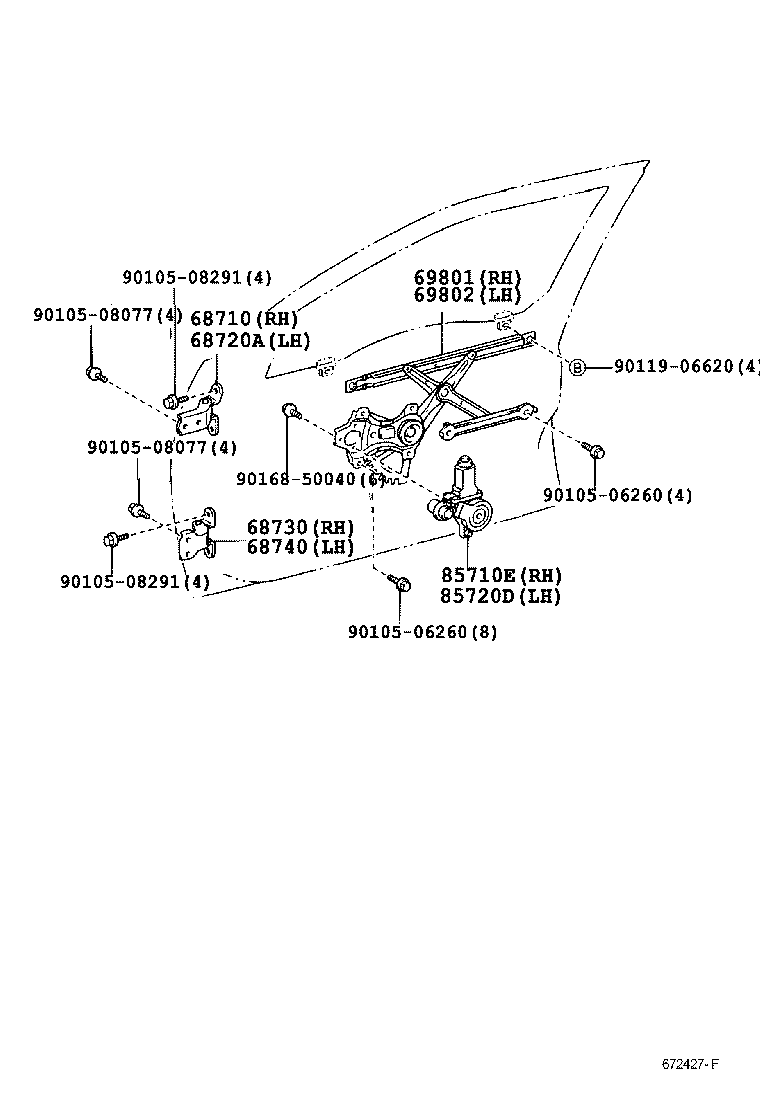 Мотор стеклоподъемника переднего левого для Тойота Камри 2001-2006