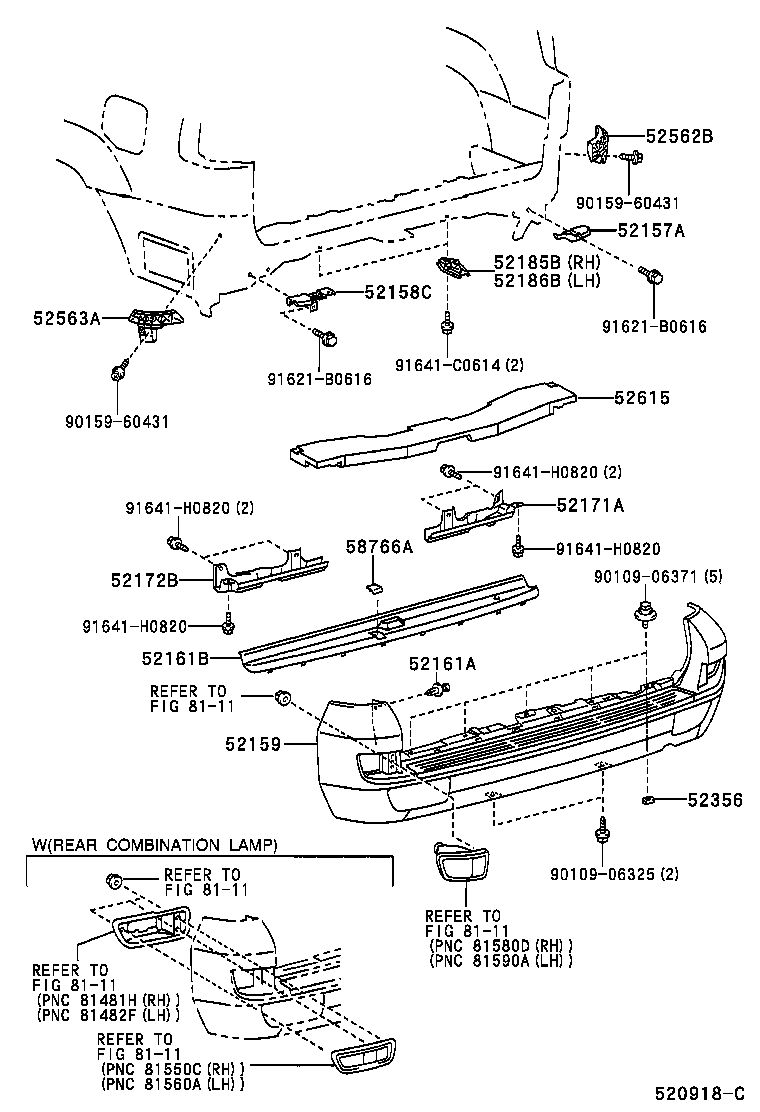 Бампер задний для Тойота Ленд Крузер Прадо 2007-2009