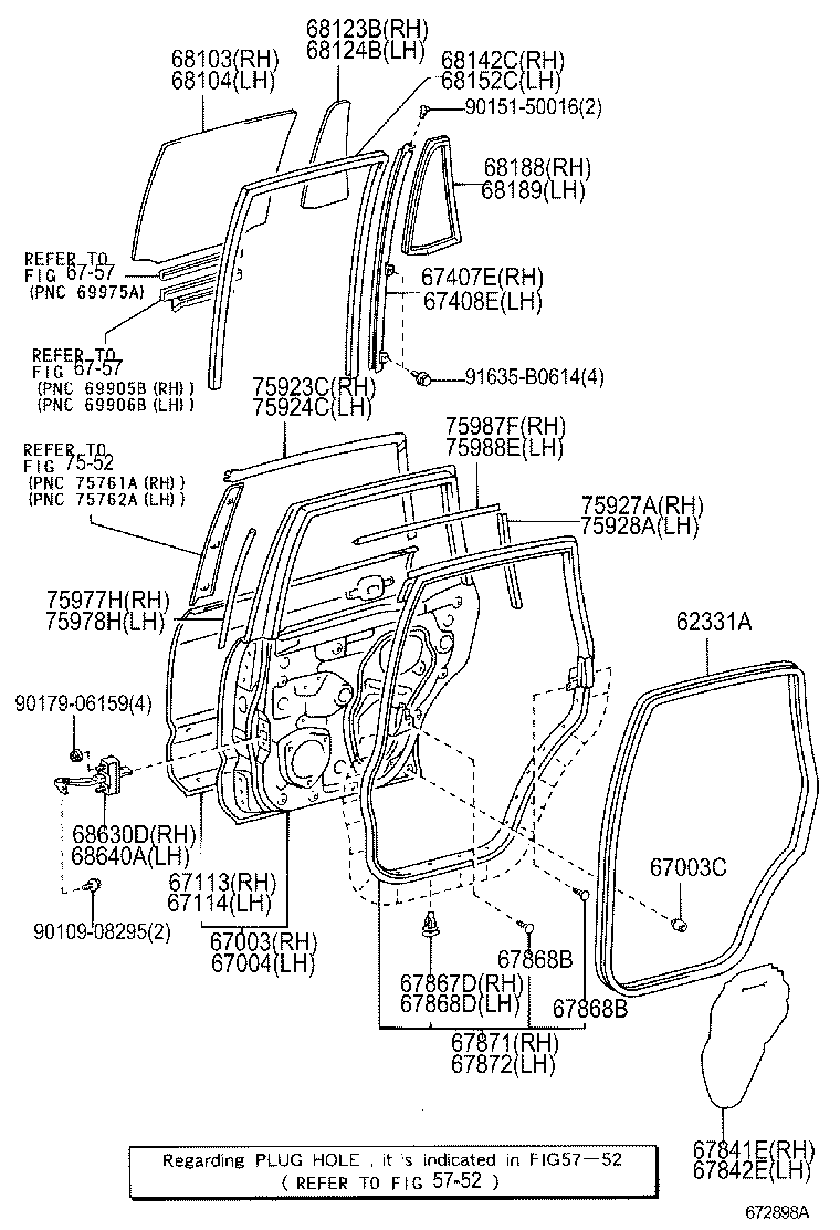 Стекло задней левой двери для Тойота Ленд Крузер Прадо 2007-2009