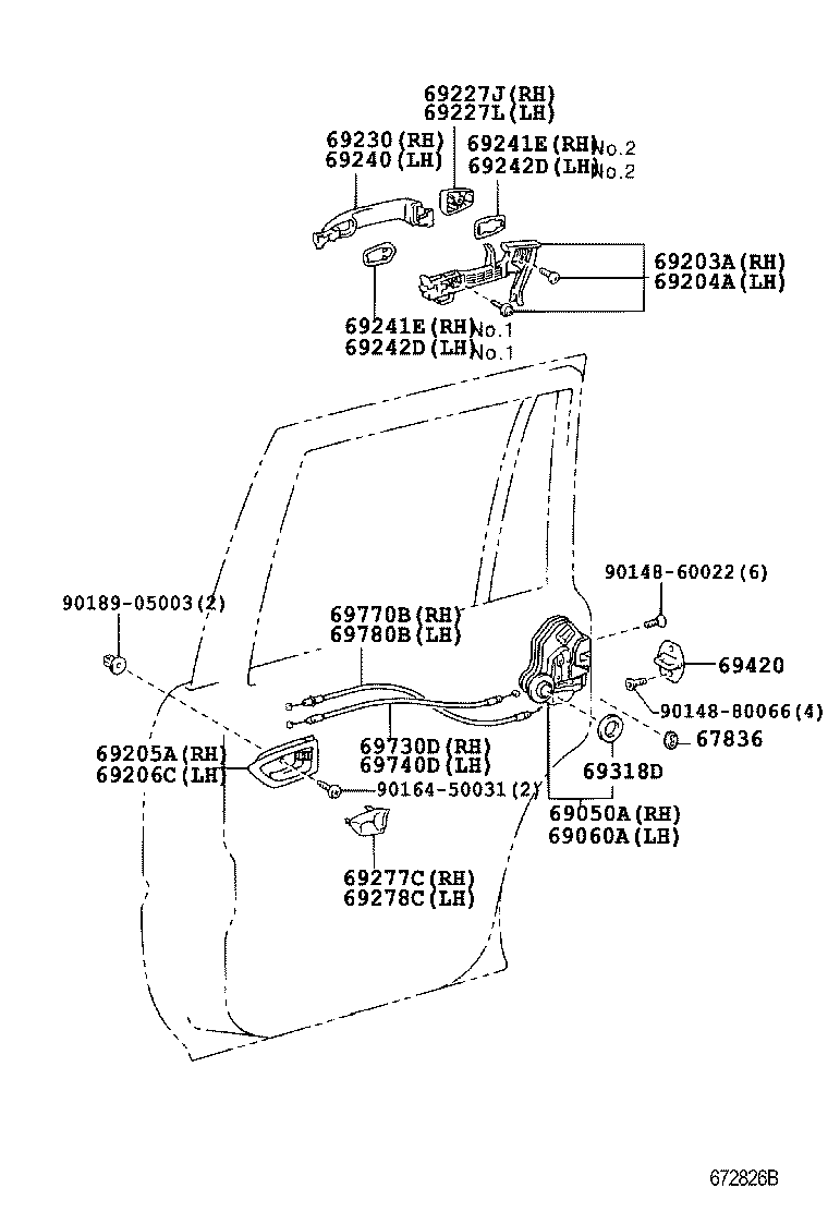Замок задней левой двери для Тойота Ленд Крузер Прадо 2007-2009