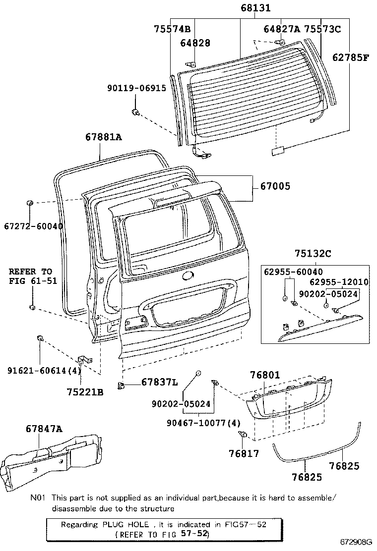 Крышка багажника для Тойота Ленд Крузер Прадо 2007-2009