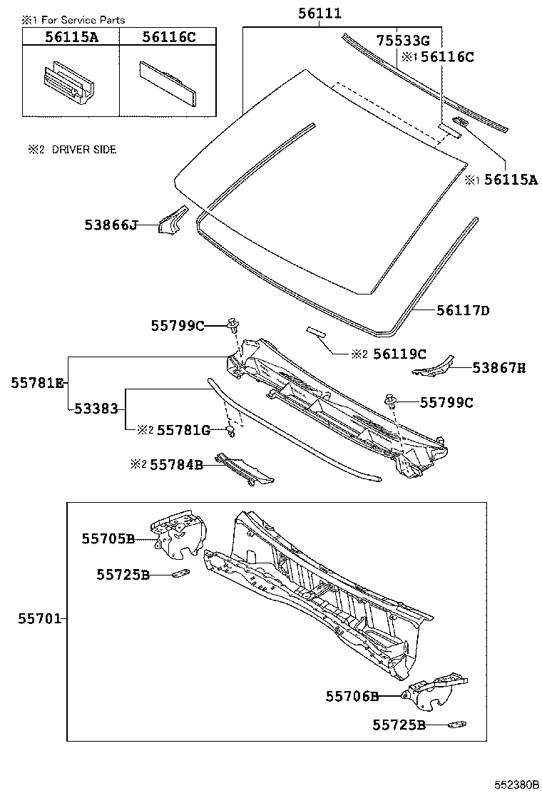 Лобовое стекло для Тойота Ленд Крузер Прадо 2009-2013