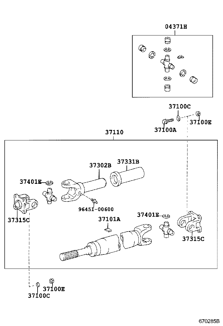 Карданный вал для Тойота Ленд Крузер Прадо 2002-2007