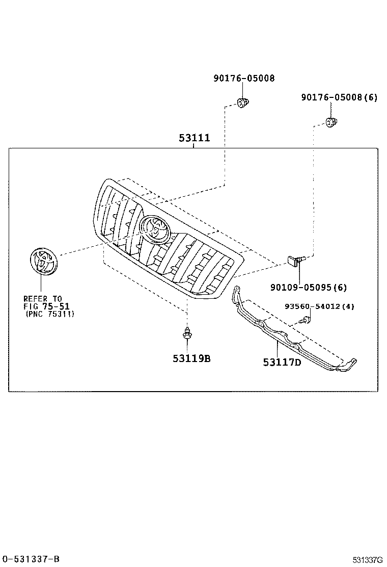 Решетка радиатора для Тойота Ленд Крузер Прадо 2002-2007