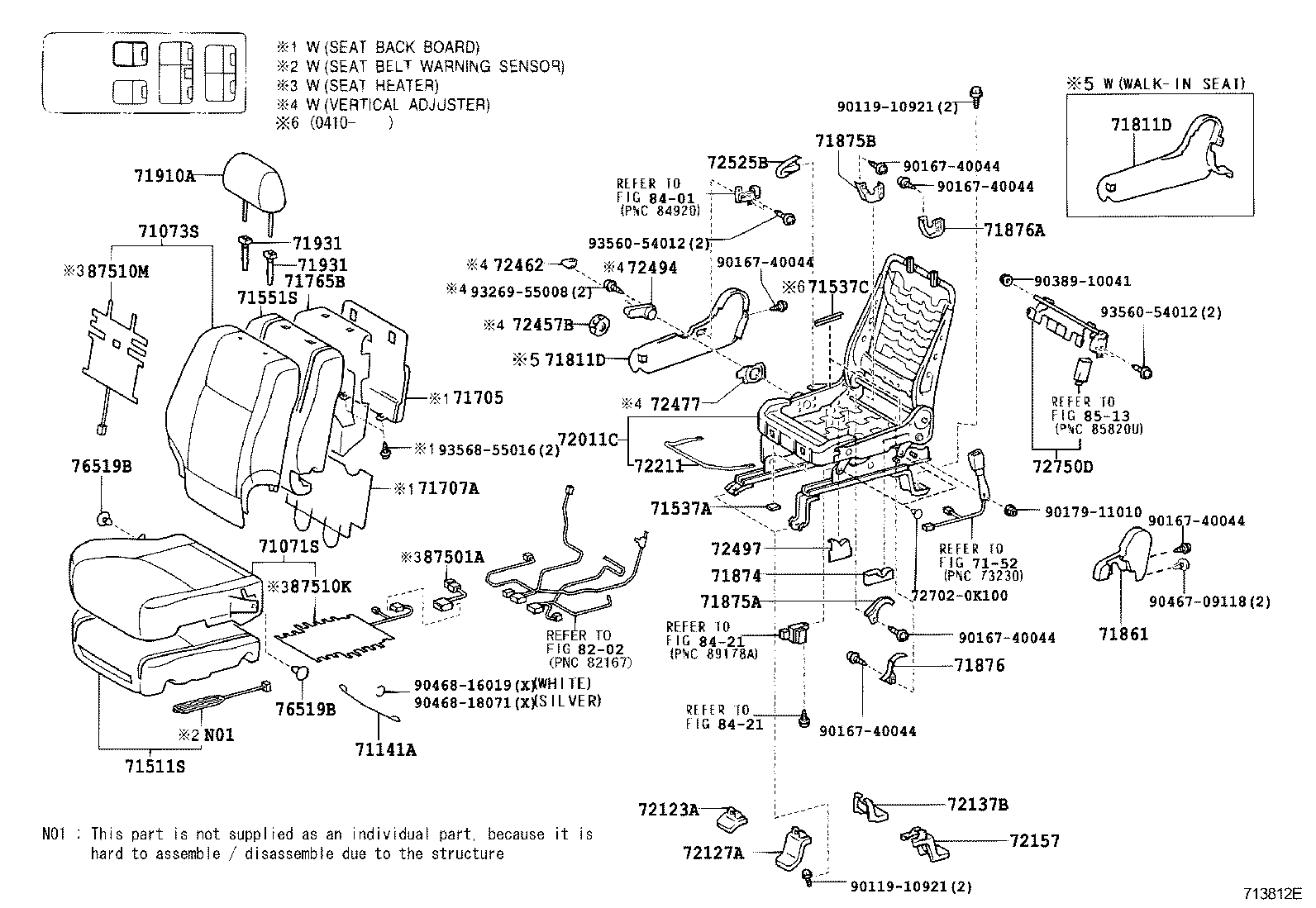 Спинка переднего сиденья пассажира для Тойота Ленд Крузер Прадо 2002-2007 