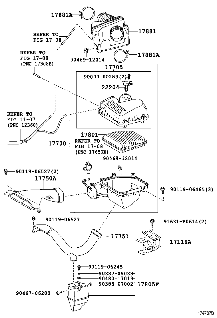 Корпус воздушного фильтра в сборе для Тойота Камри 2006-2009