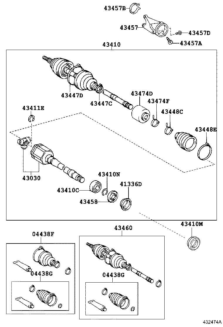 Приводной вал передний правый для Тойота Камри 2006-2009