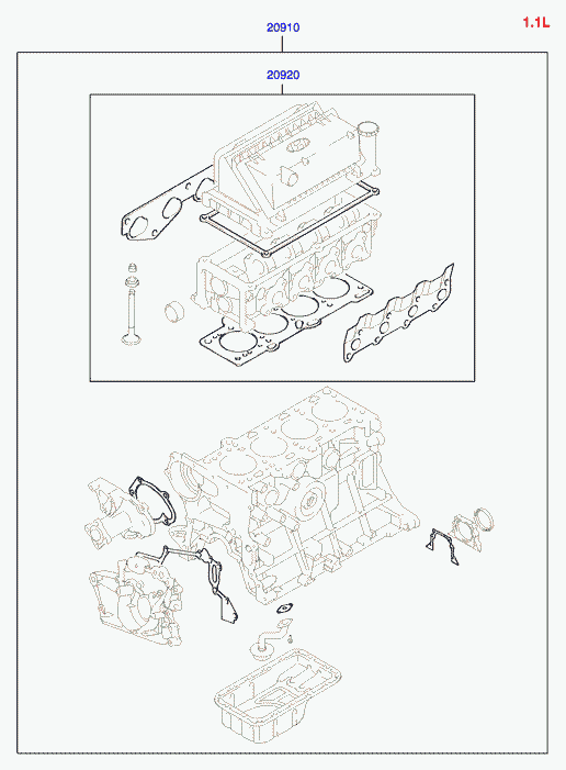 Комплект прокладок для двигателя для Хендай Гетц 2005-2011