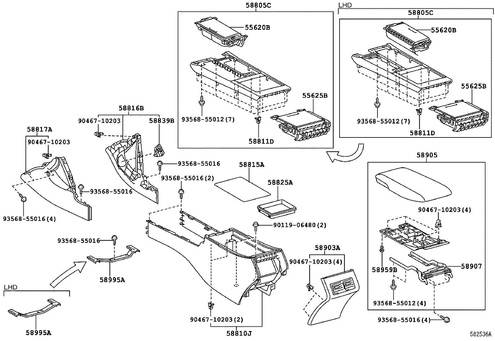 Подлокотник передних сидений для Тойота Камри 2006-2009