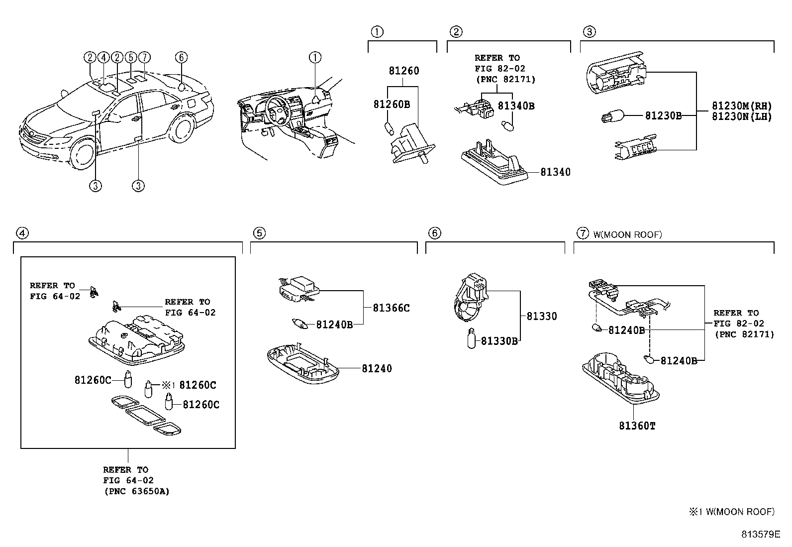 Фонарь салона для Тойота Камри 2006-2009
