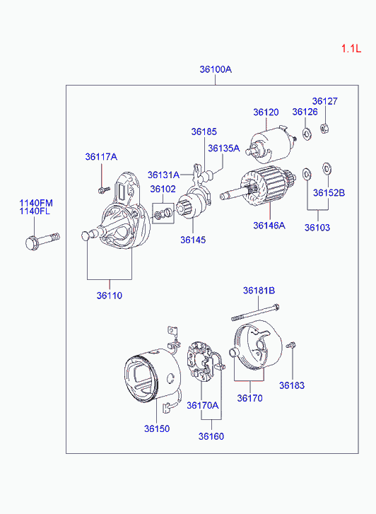 Стартер в сборе для Хендай Гетц 2005-2011