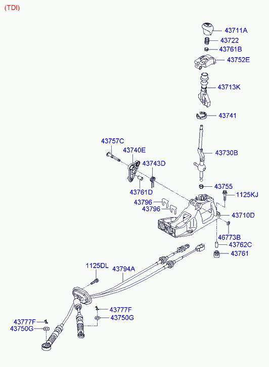 Трос переключения скоростей для Хендай Гетц 2005-2011