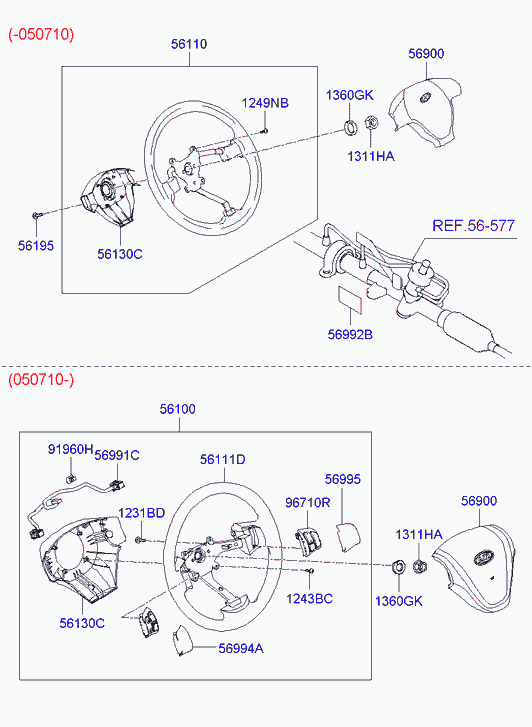 Руль в сборе для Хендай Гетц 2005-2011