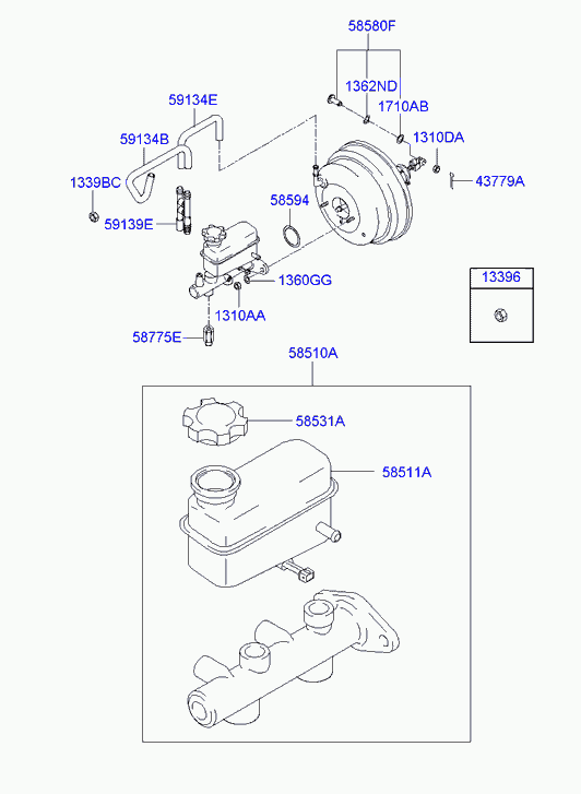 Главный цилиндр тормозной в сборе для Хендай Гетц 2005-2011