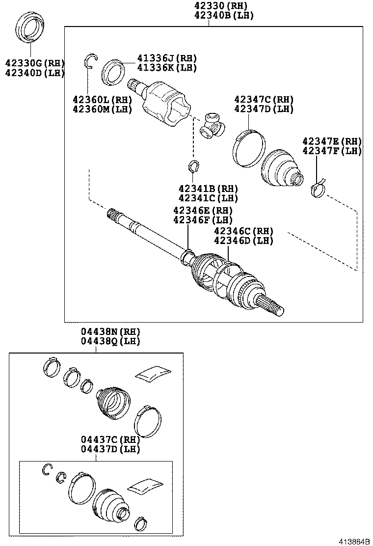 Приводной вал задний левый для Тойота Рав 4 2012-2015