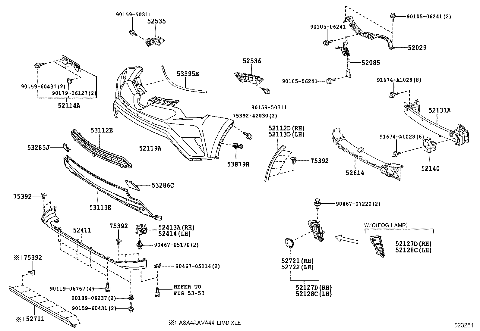 Усилитель переднего бампера для Тойота Рав 4 2012-2015