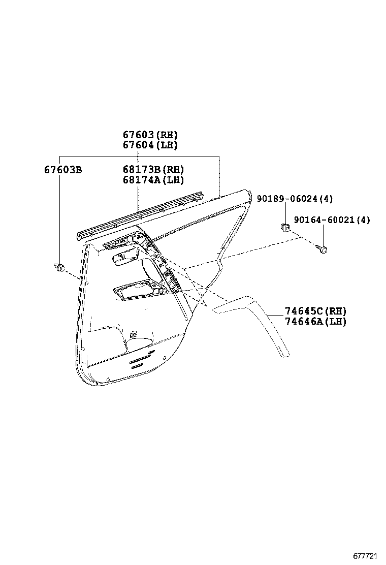 Ручка задней двери для Тойота Рав 4 2012-2015