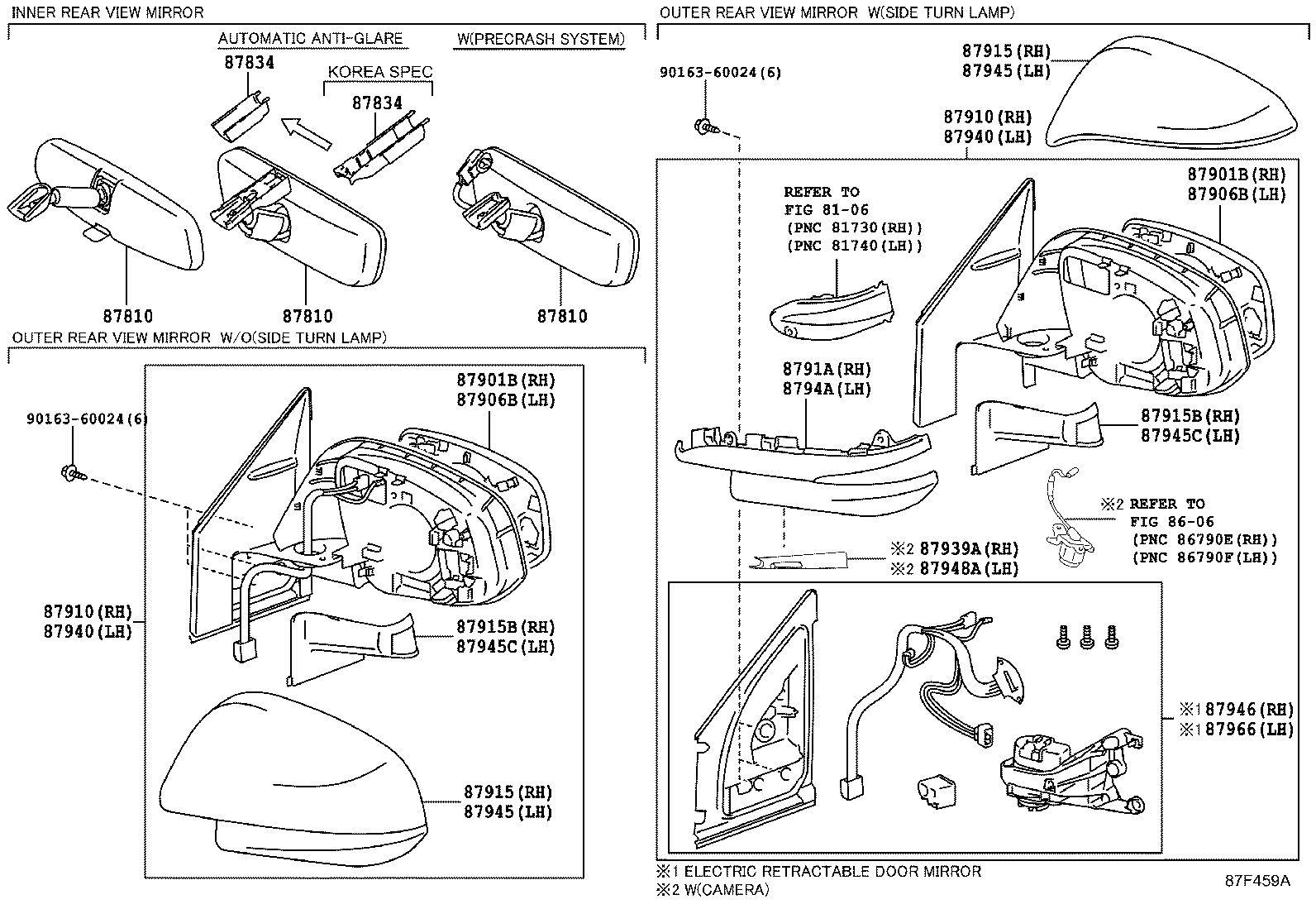 Зеркало внутрисалонное для Тойота Рав 4 2012-2015