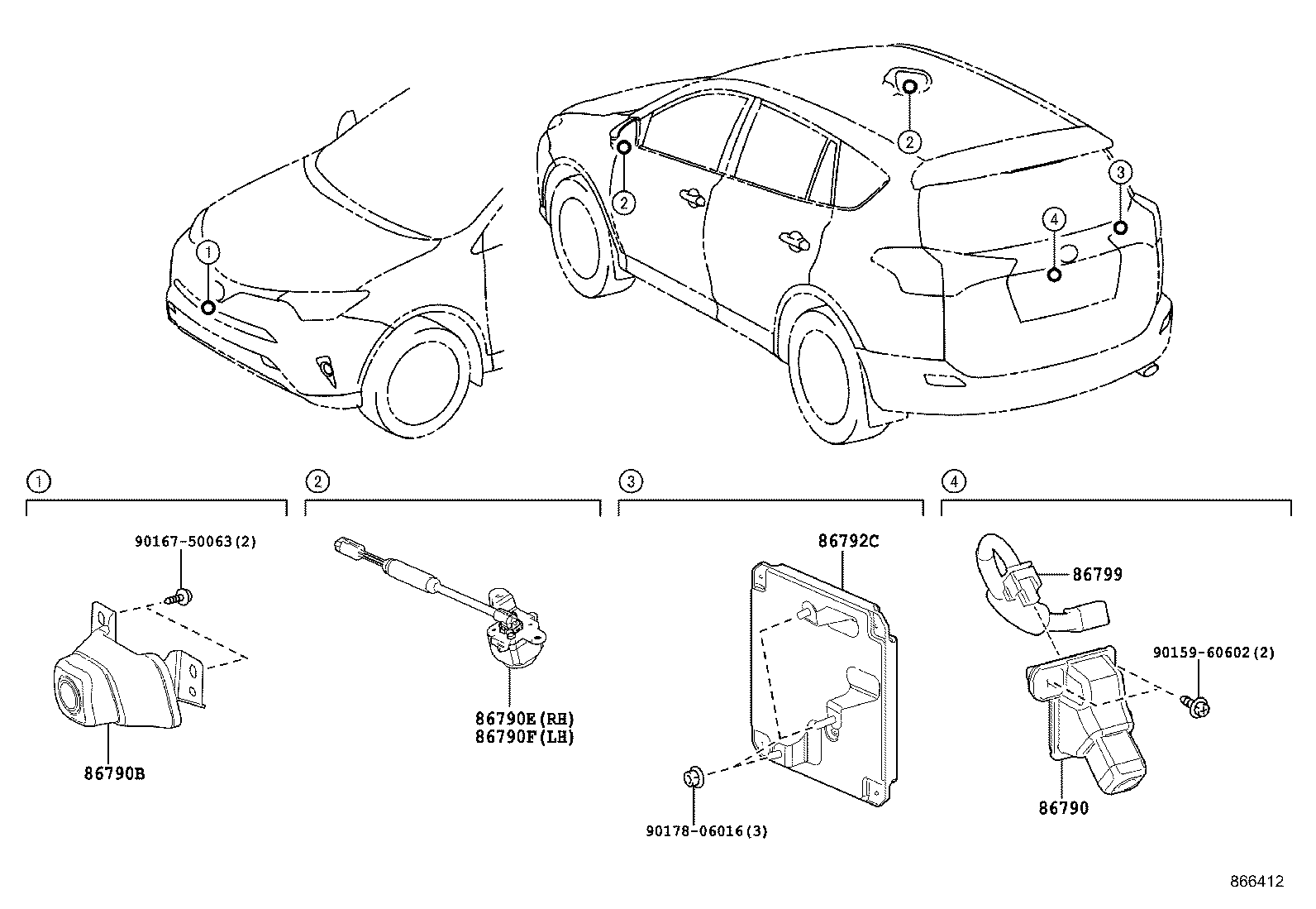 Камера задняя для Тойота Рав 4 2012-2015