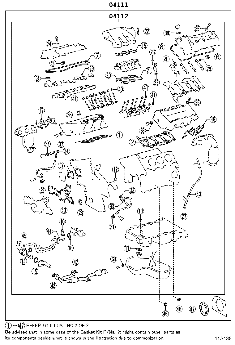 Комплект прокладок для двигателя для Тойота Рав 4 2005-2010