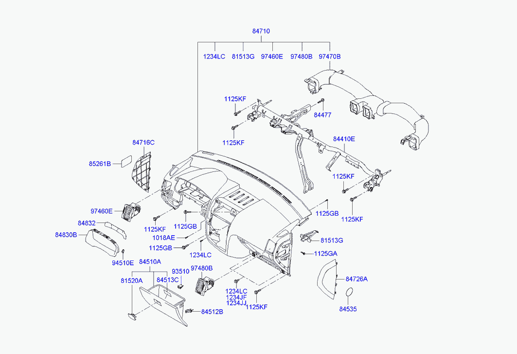  Перчаточный ящик, Бардачок для Хендай Гетц 2005-2011